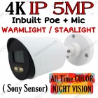 New IP 5MP Bullet Outdoor Inbuilt Poe + Mic Starlight/WarmLight Color Night Vision Camera    *1 Year Warranty*